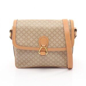 Celine Shoulder Bag Macadam Beige Leather Macadam